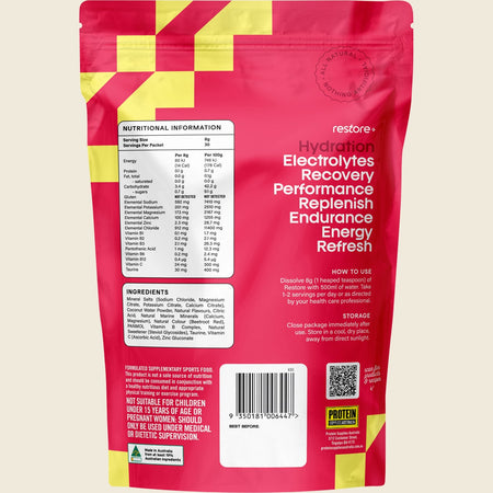 Protein Supplies Australia Restore Electrolyte Drink Mix Raspberry Lemonade 240g