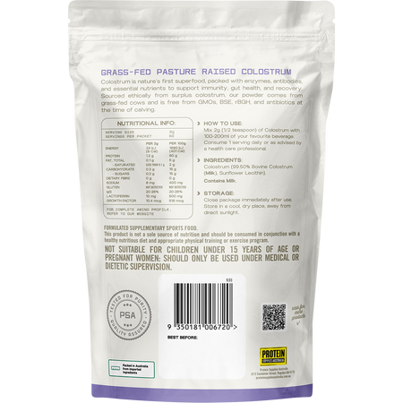 Protein Supplies Australia Unflavoured Grass Fed Colostrum 100g