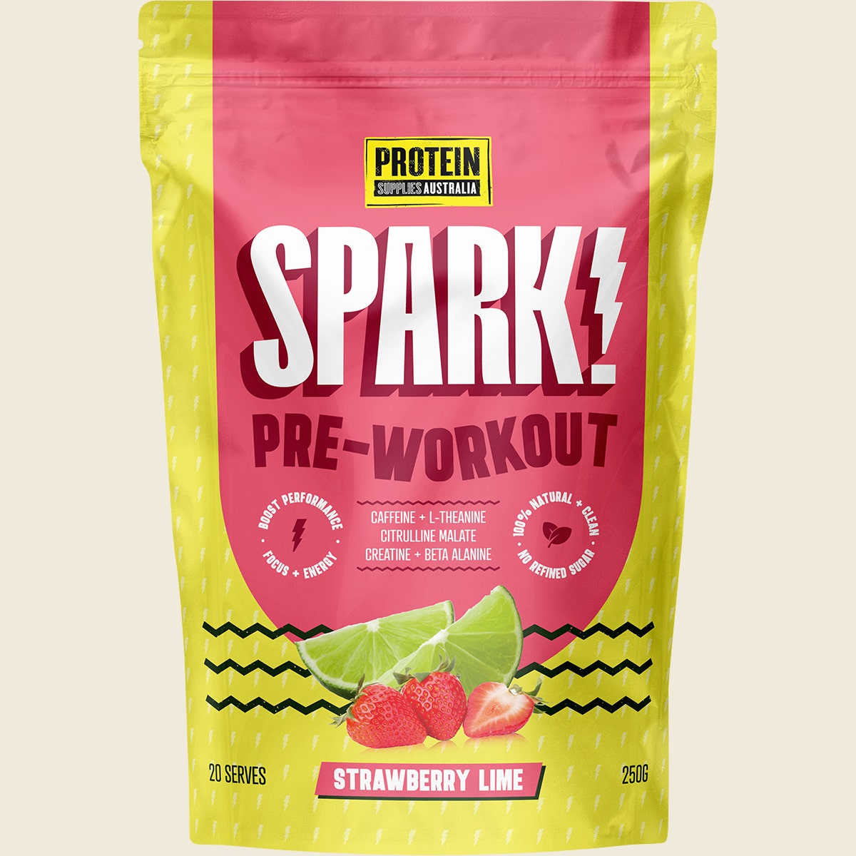 Protein Supplies Australia Spark Pre Workout Strawberry Lime 250g
