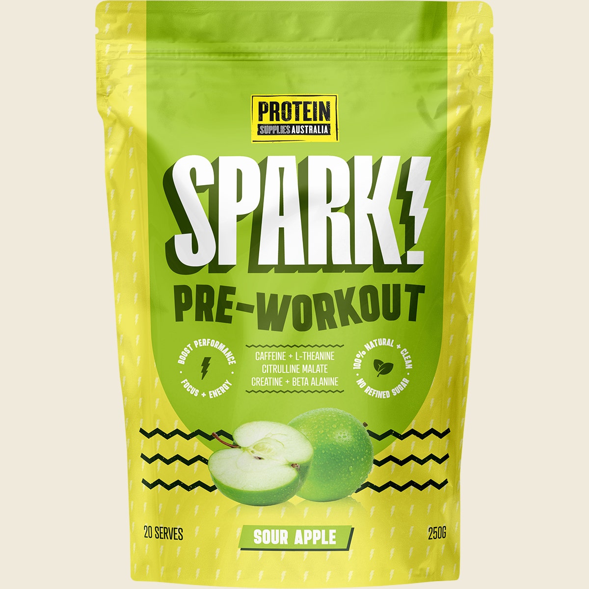 Protein Supplies Australia Spark Pre Workout Sour Apple 250g