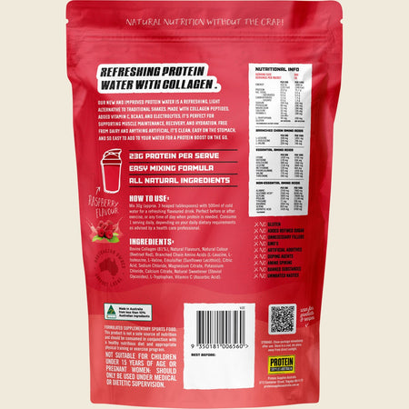 Protein Supplies Australia Protein Water with Collagen & Electrolytes Raspberry 300g