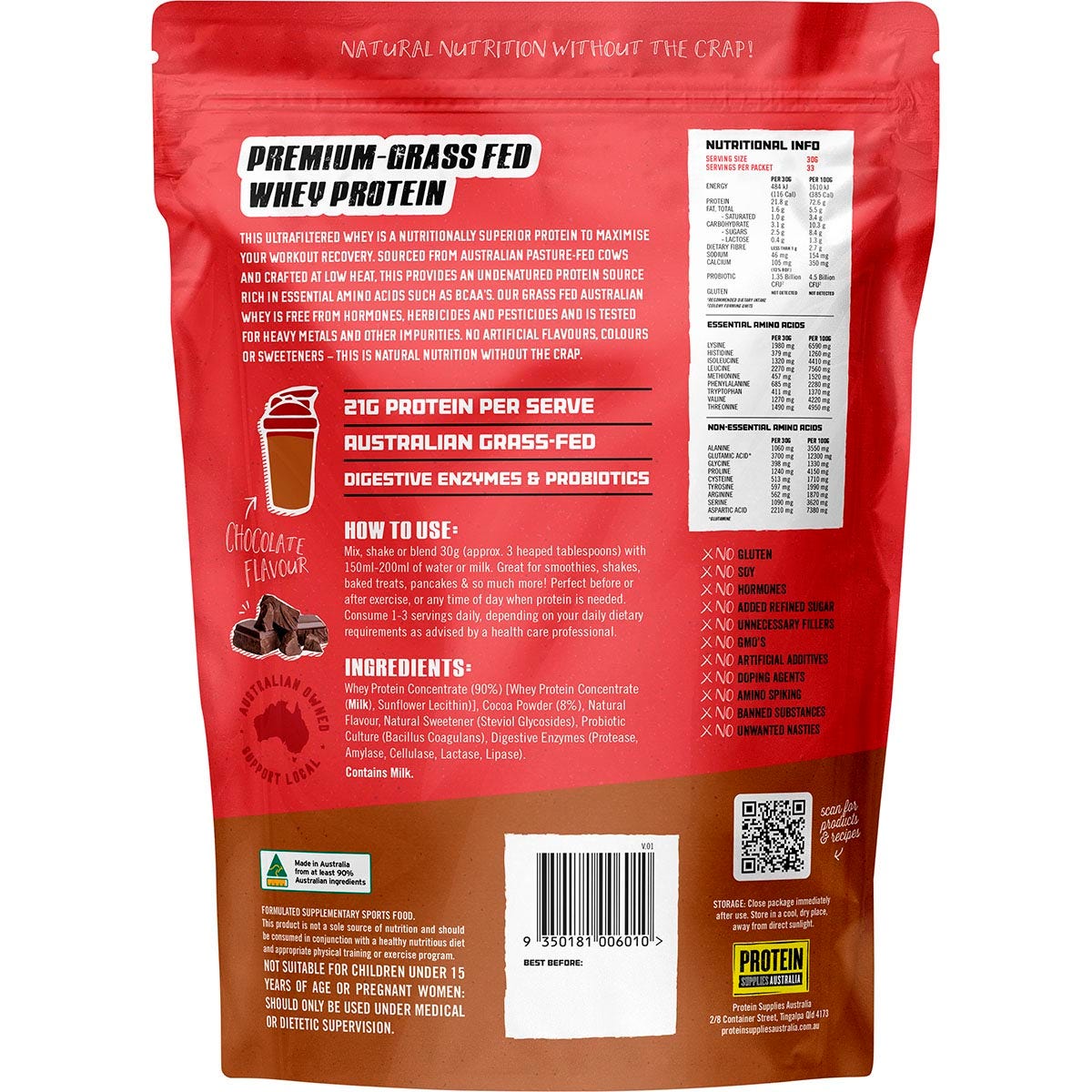 Protein Supplies Australia Australian Whey Protein Chocolate 1kg