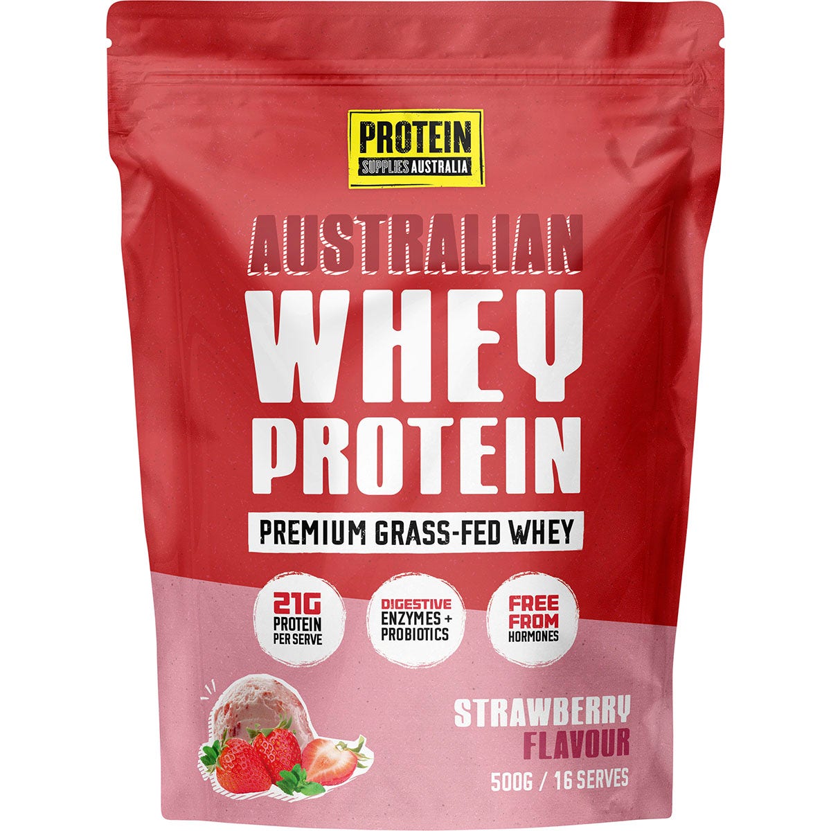Protein Supplies Australia Australian Whey Protein Strawberry 500g
