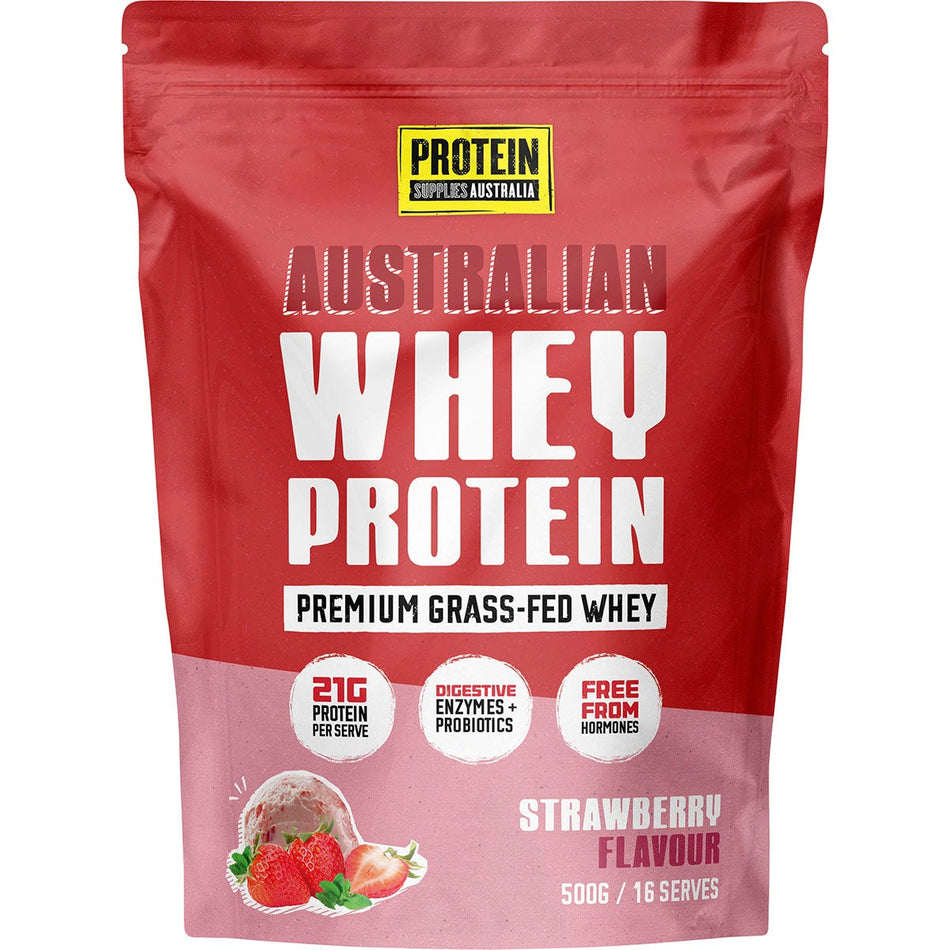 Protein Supplies Australia Australian Whey Protein Strawberry 500g