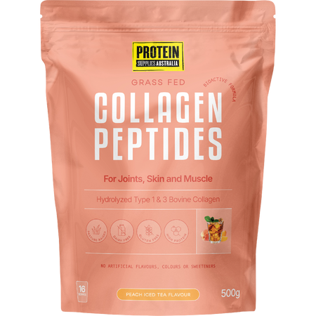 Protein Supplies Australia Collagen Peptides Peach Iced Tea 500g