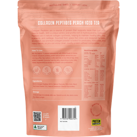 Protein Supplies Australia Collagen Peptides Peach Iced Tea 500g