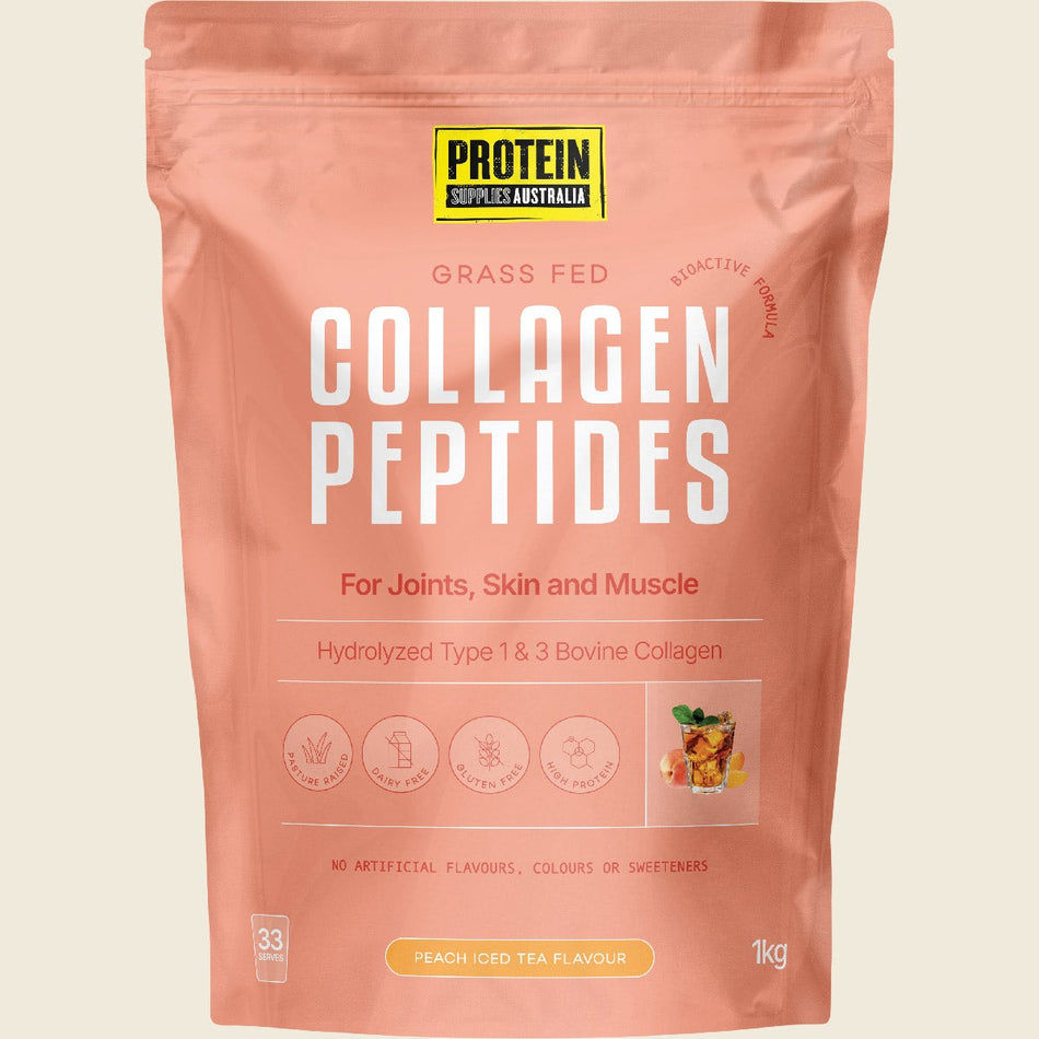 Protein Supplies Australia Collagen Peptides Peach Iced Tea 1kg