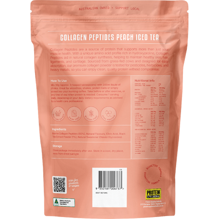 Protein Supplies Australia Collagen Peptides Peach Iced Tea 1kg