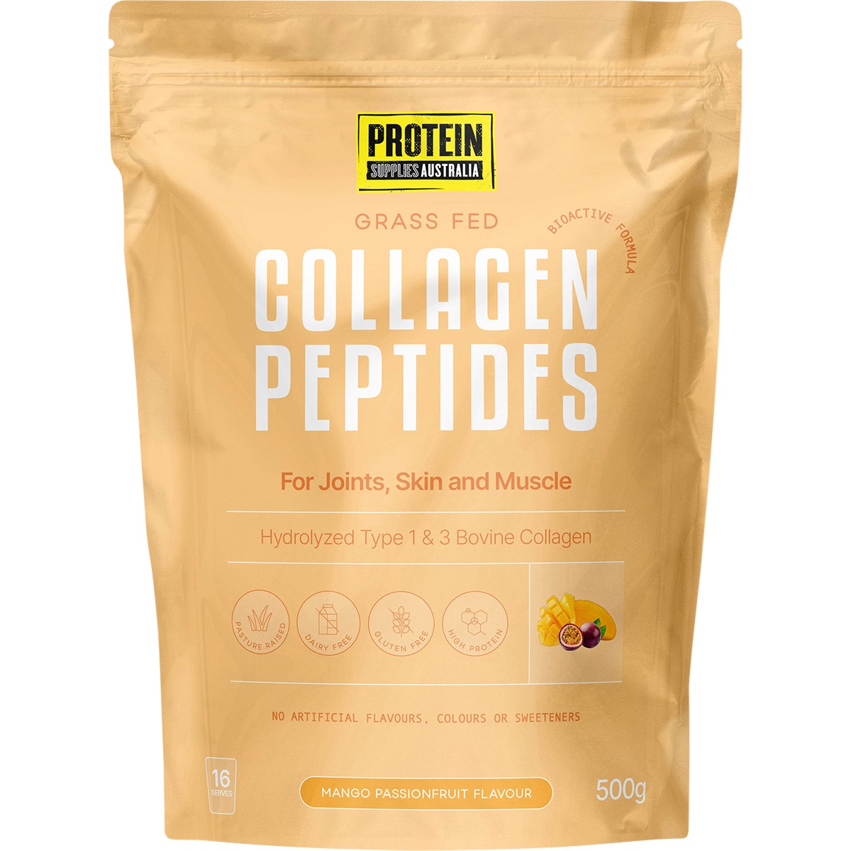 Protein Supplies Australia Grass Fed Collagen Mango Passionfruit 500g