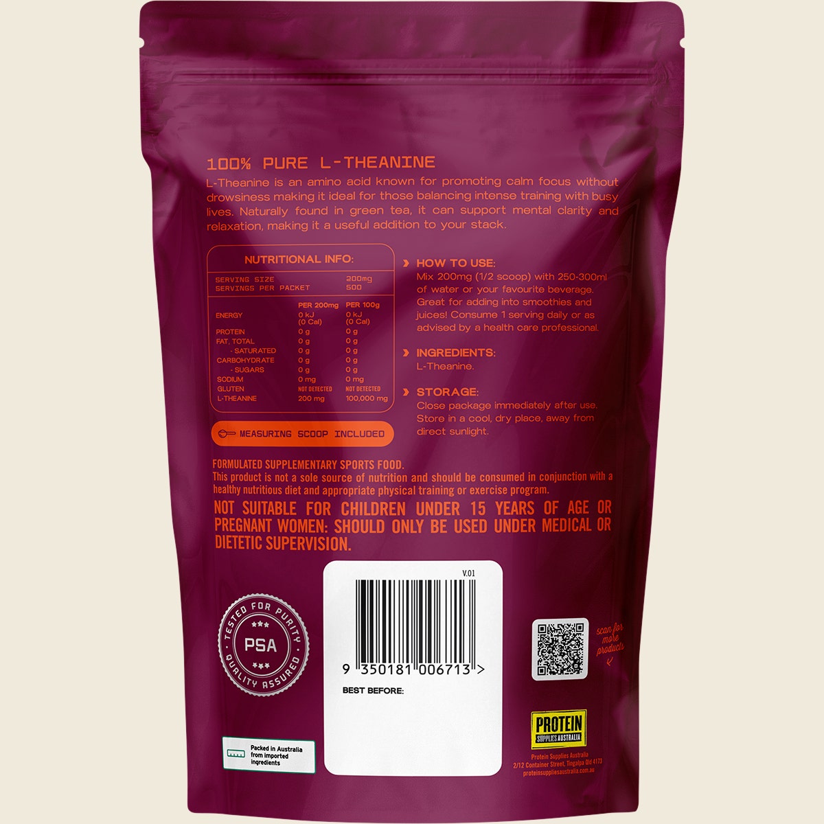 Protein Supplies Australia L-Theanine 100g