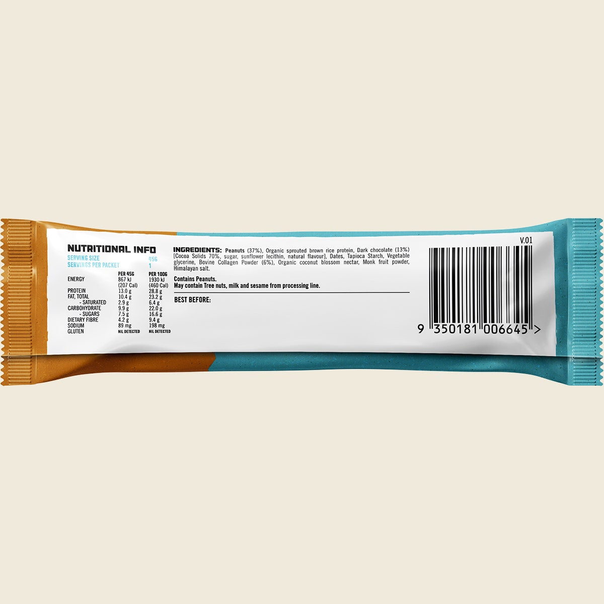 Protein Supplies Australia Protein Bar with Collagen Choc Peanut Butter 12x45g