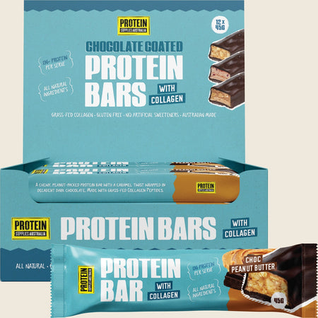 Protein Supplies Australia Protein Bar with Collagen Choc Peanut Butter 12x45g