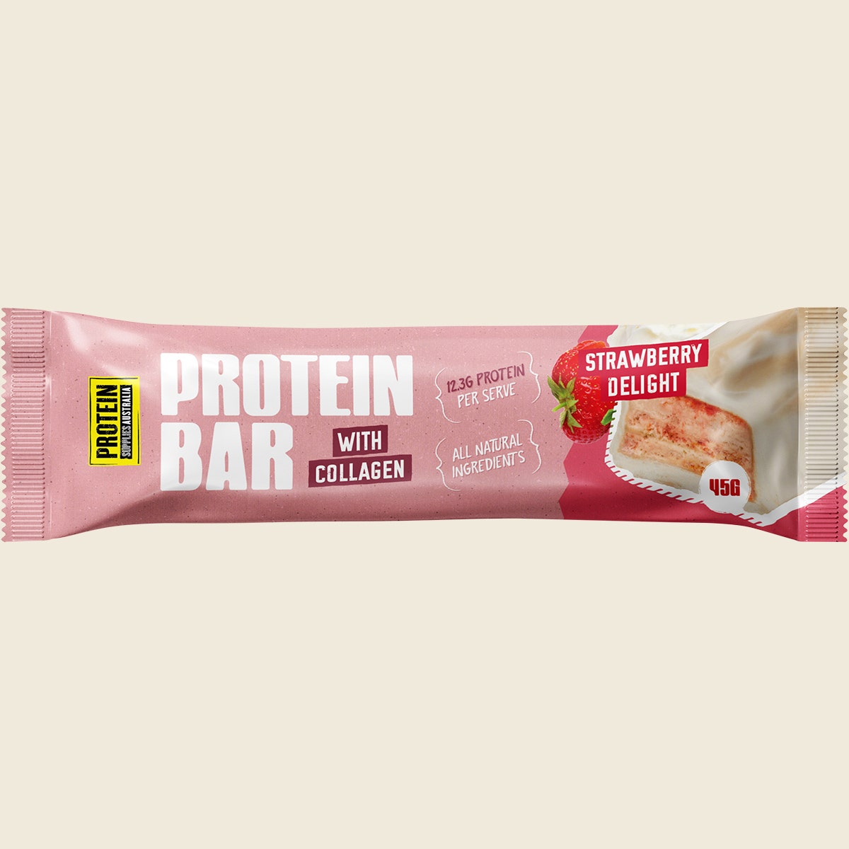 Protein Supplies Australia Protein Bar with Collagen Strawberry Delight 12x45g