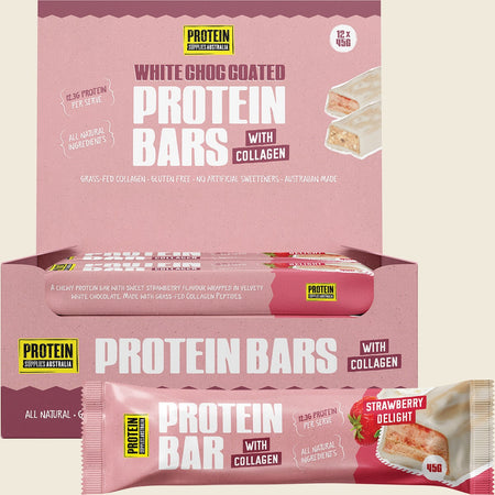 Protein Supplies Australia Protein Bar with Collagen Strawberry Delight 12x45g