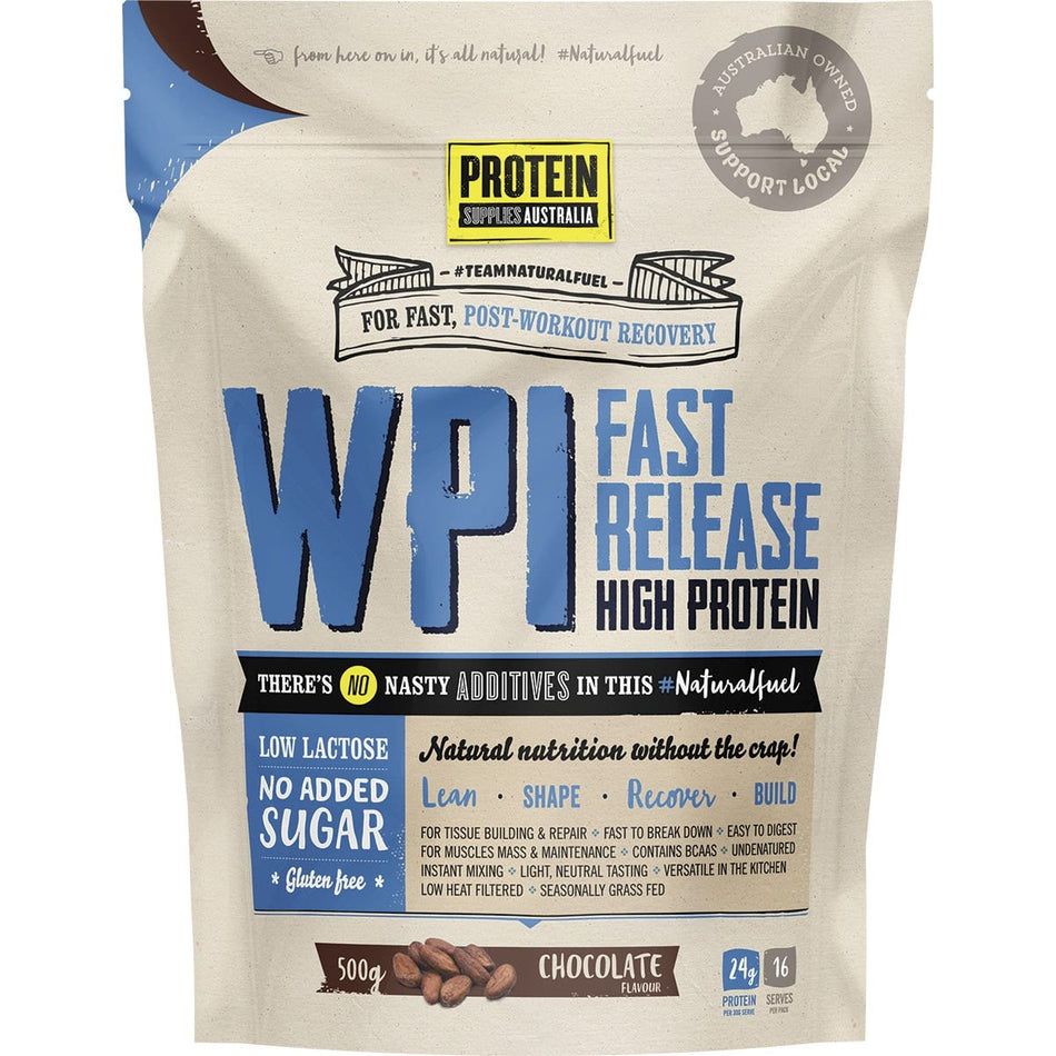 Protein Supplies Australia Protein WPI (Fast Release High Protein) Chocolate 500g
