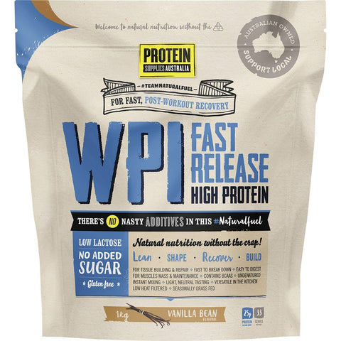 PROTEIN SUPPLIES AUSTRALIA WPI (Whey Protein Isolate) Vanilla Bean 1kg