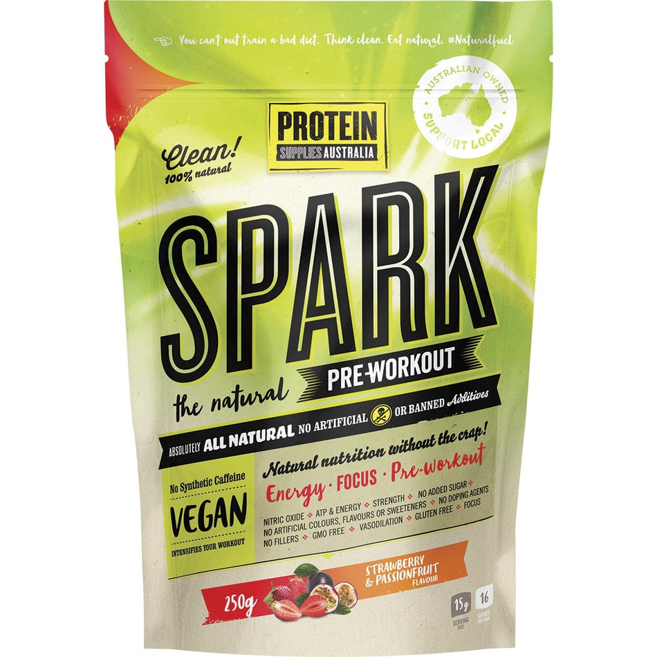 PROTEIN SUPPLIES AUSTRALIA Spark (All Natural Pre-workout) Strawberry & Passionfruit 250g