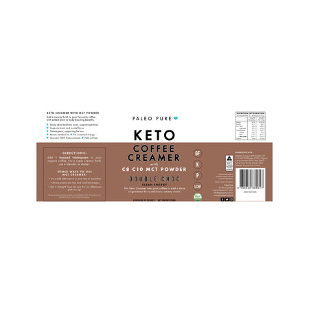 Paleo Pure Keto Coffee Creamer with C8 C10 MCT Powder Double Choc 250g