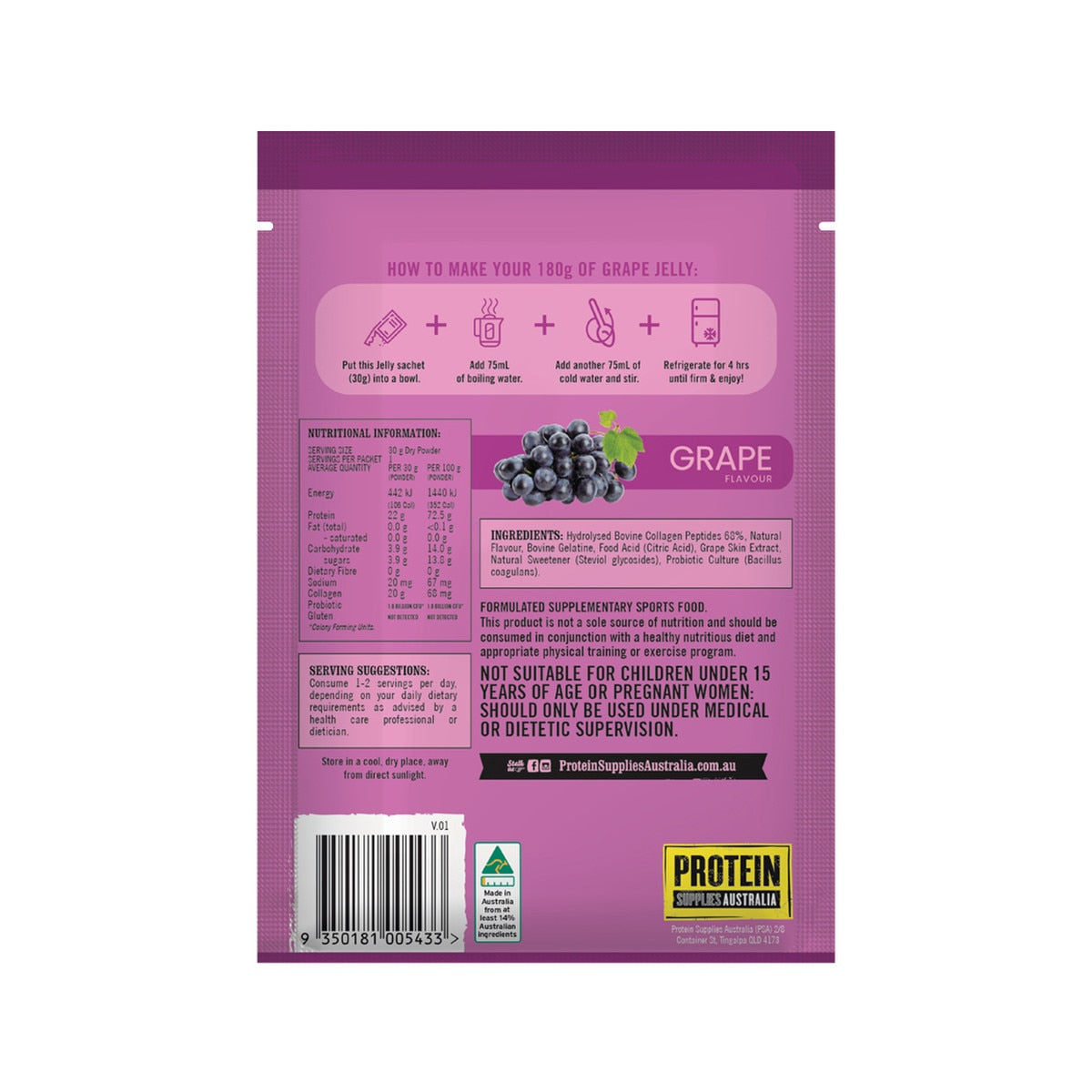Protein Supplies Australia Protein Jelly Grape 30g X 12