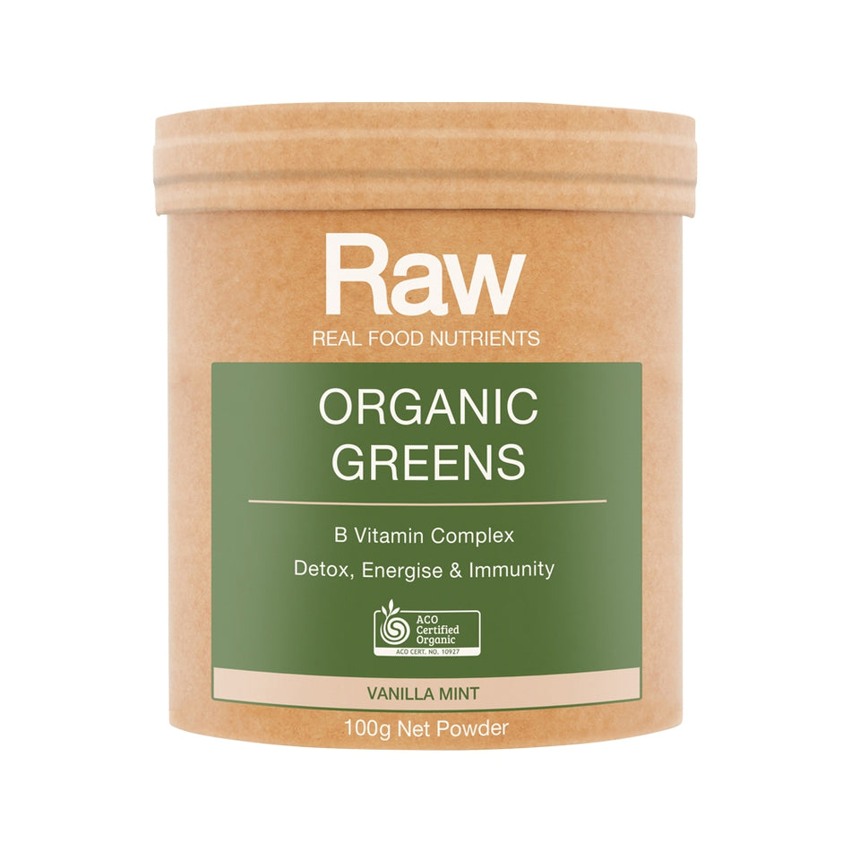 Raw Real Food Nutrients Organic Greens Vanilla Mint 100g