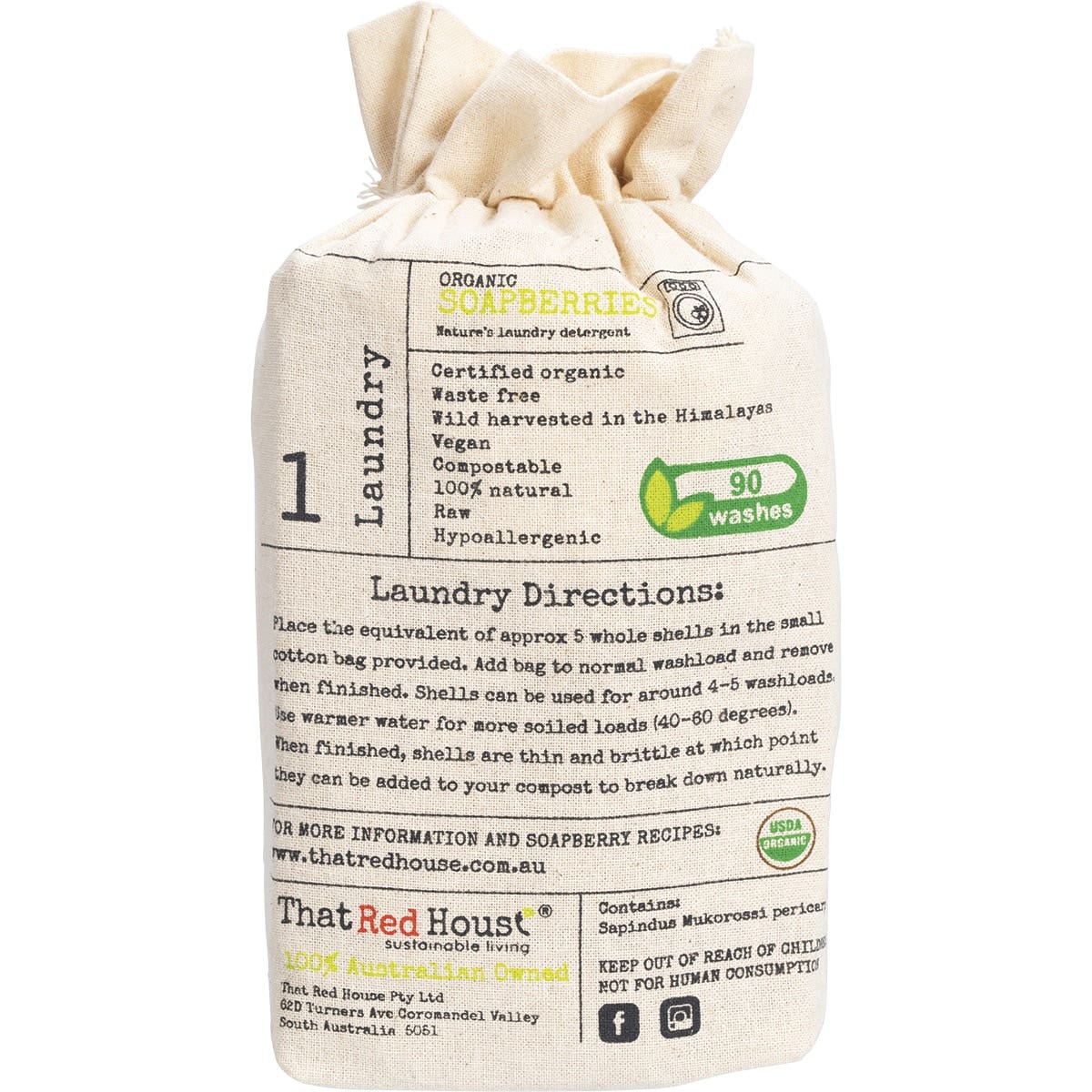 THAT RED HOUSE Organic Soapberries 90+ Washloads 250g