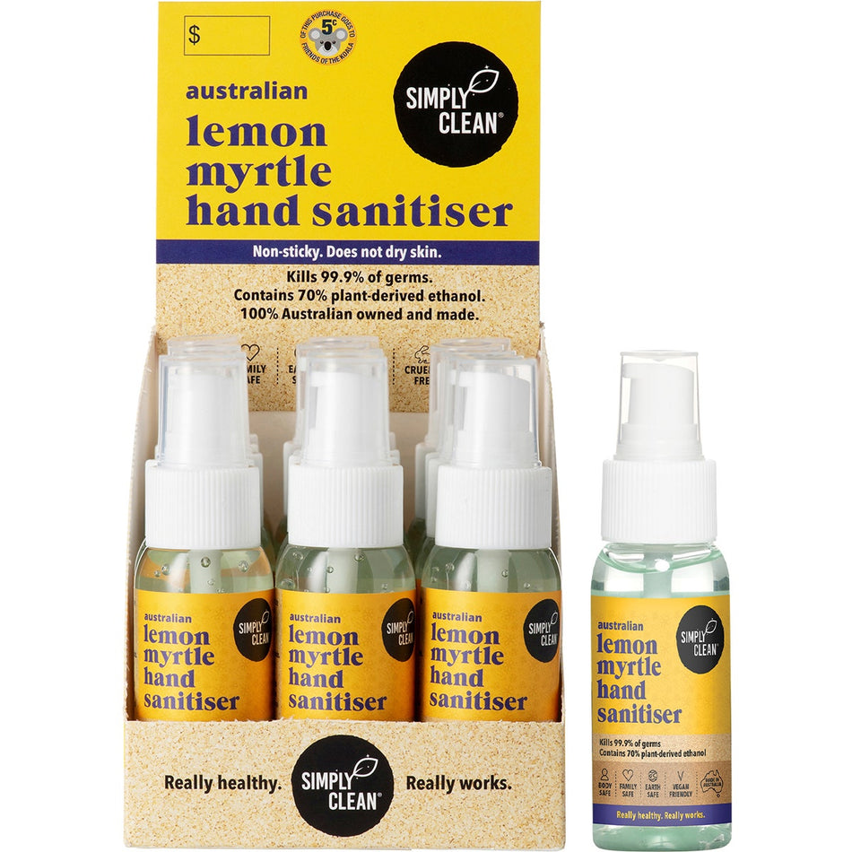 Simply Clean Lemon Myrtle Hand Sanitiser 50ml (Pack of 15)