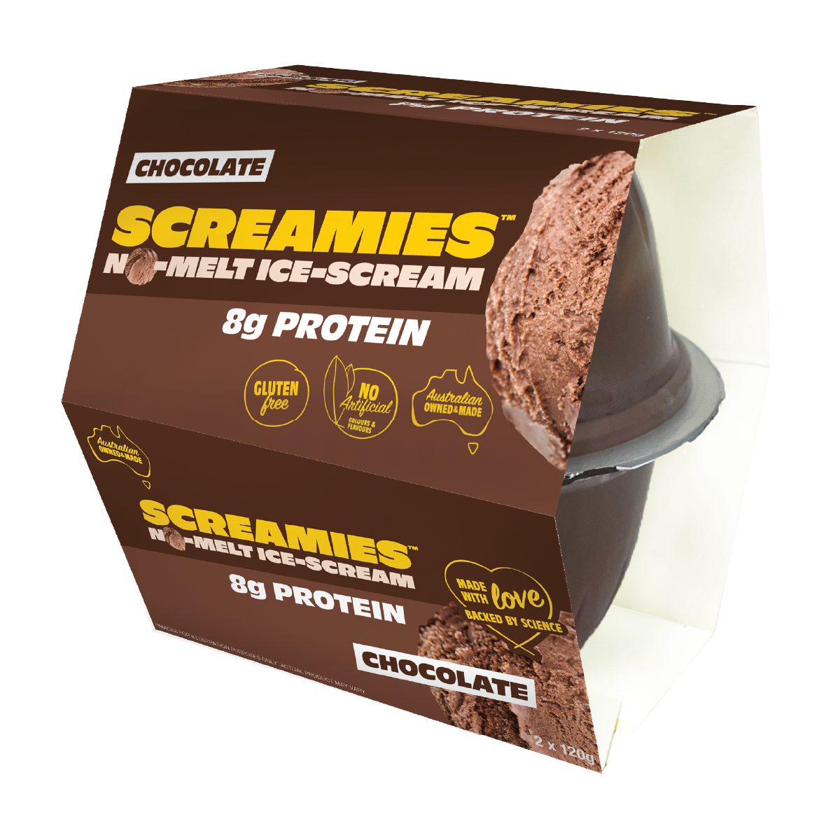 Screamies No Melt Ice Cream Protein Choc 120g X 2 Pack x 6