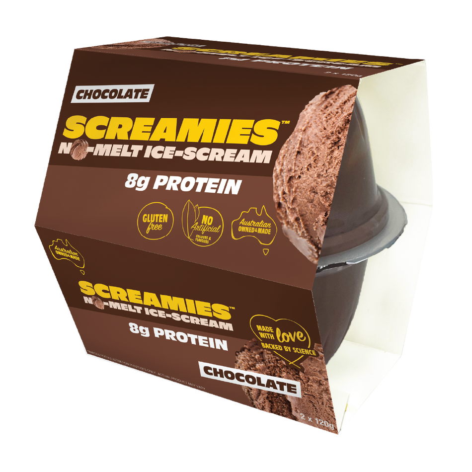 Screamies No Melt Ice Cream Protein Choc 120g X 2 Pack x 6