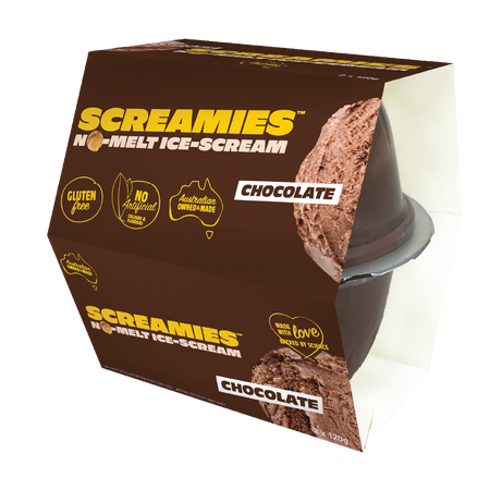 Screamies No Melt Ice Cream Chocolate 120g X 2 Pack x 6