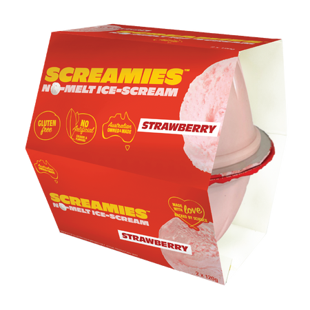 Screamies No Melt Ice Cream Strawberry 120g X 2 Pack x 6