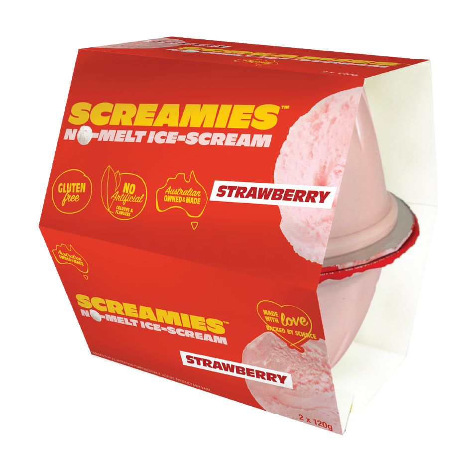Screamies No Melt Ice Cream Strawberry 120g X 2 Pack x 6