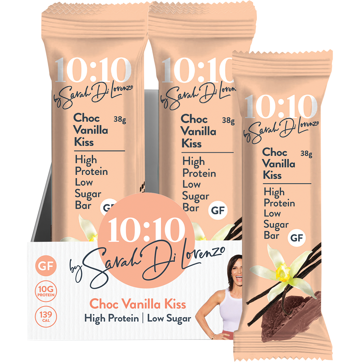 10:10 By SDL Protein Snack Bar Choc Vanilla Kiss 38g x 14 Pack