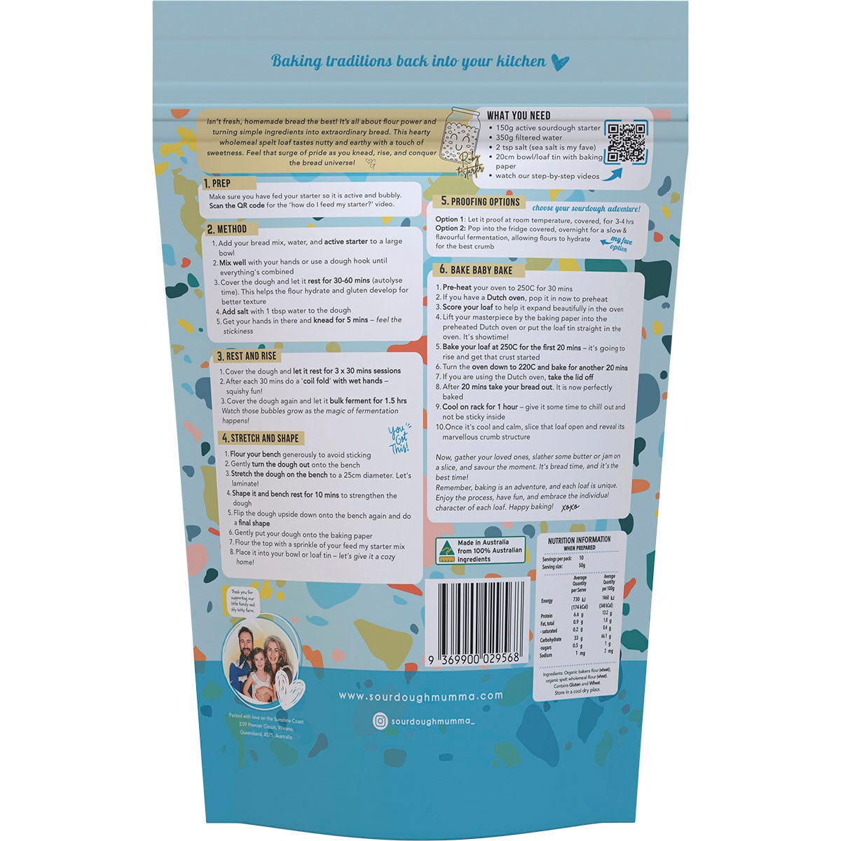 Sourdough Mumma Spelt Wholemeal Sourdough Bread Mix Traditional 500g