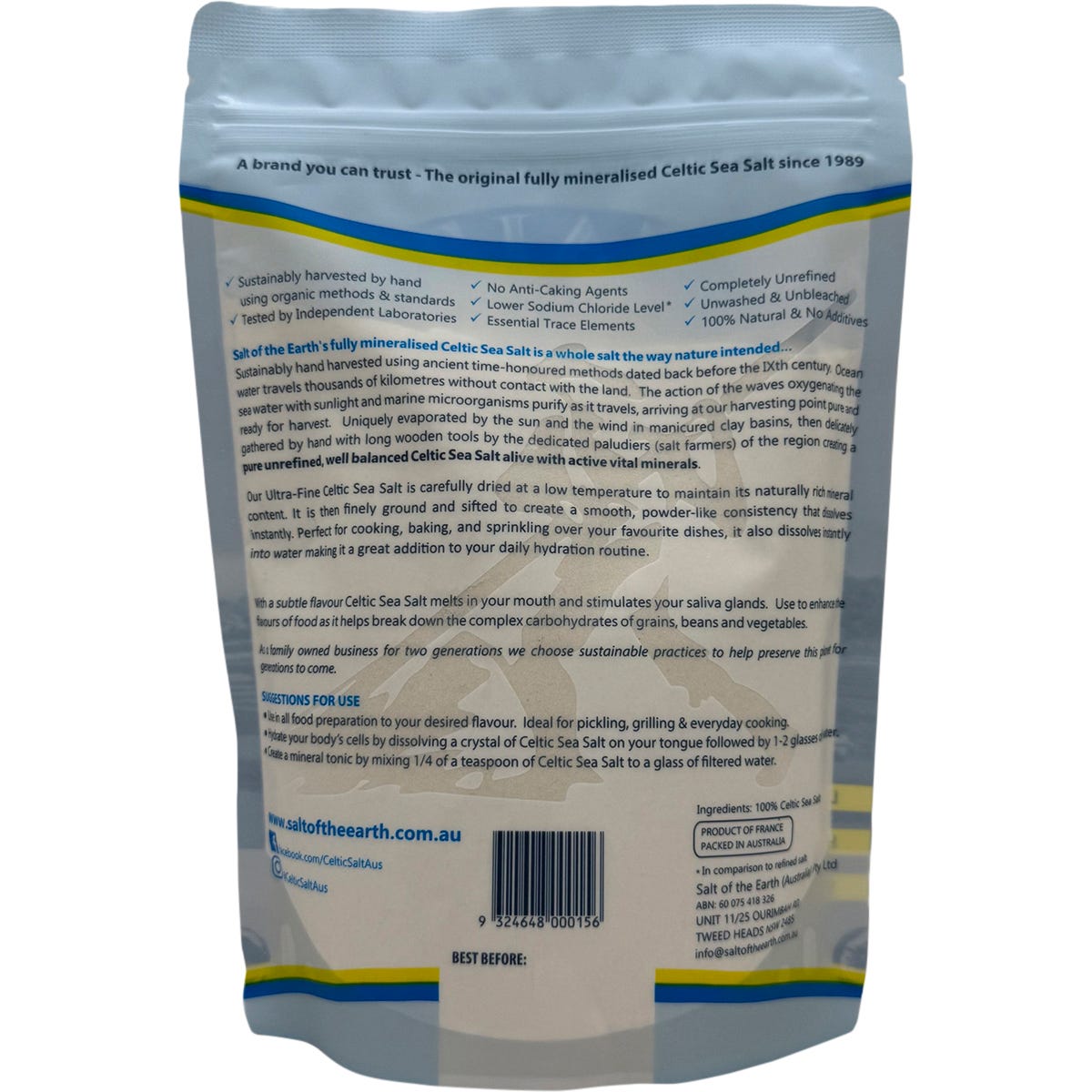 SALT OF THE EARTH Celtic Sea Salt Ultra Fine 650g