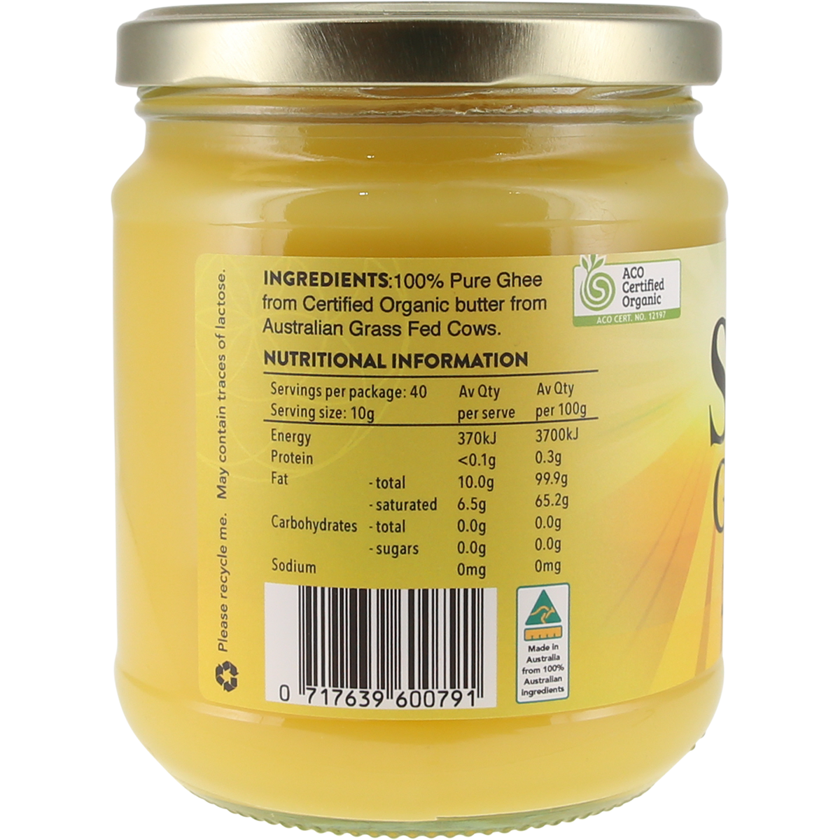 SOL Organics Organic Ghee 400g