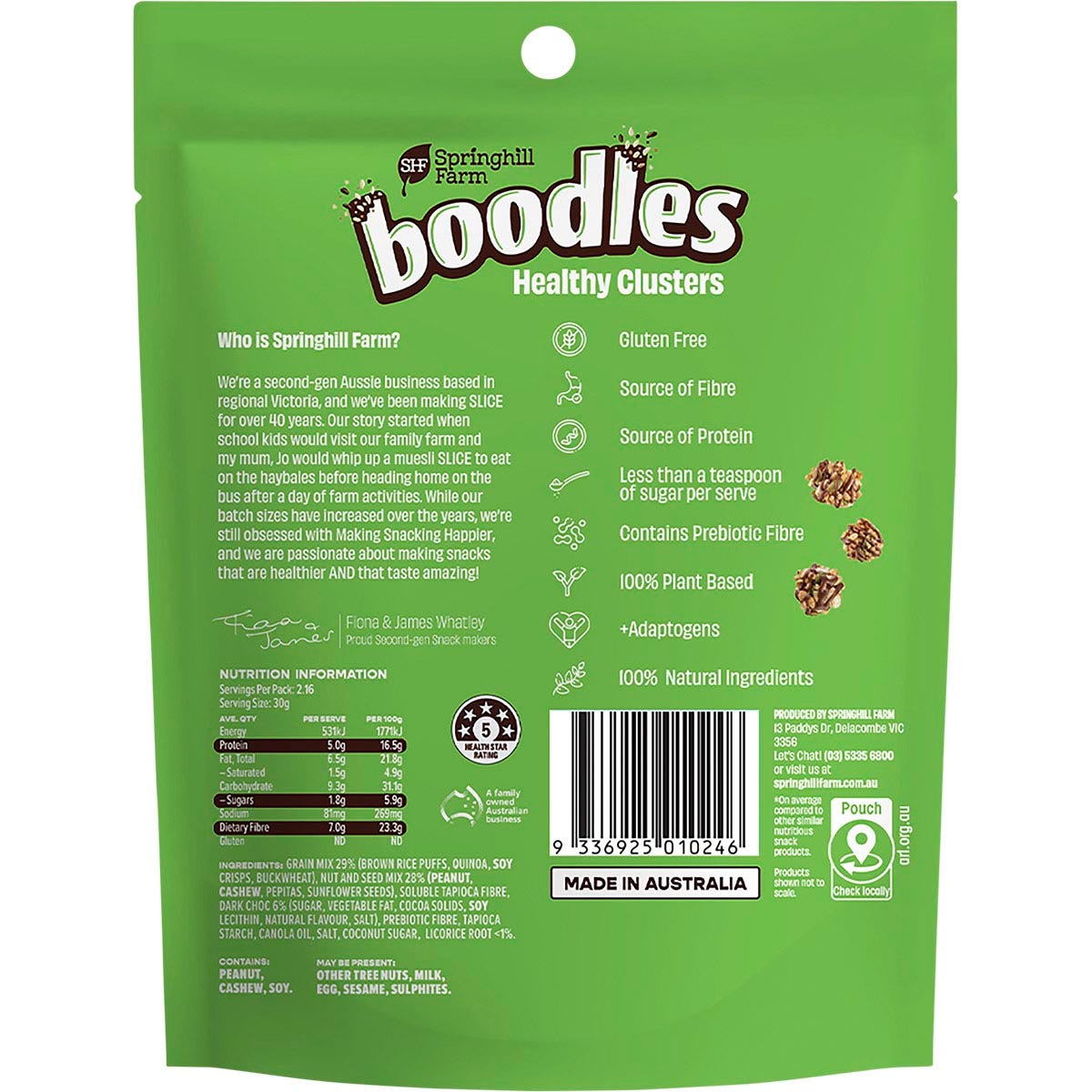 Springhill Farm Boodles Healthy Clusters DIGEST Salted Nuts & Seeds 65g