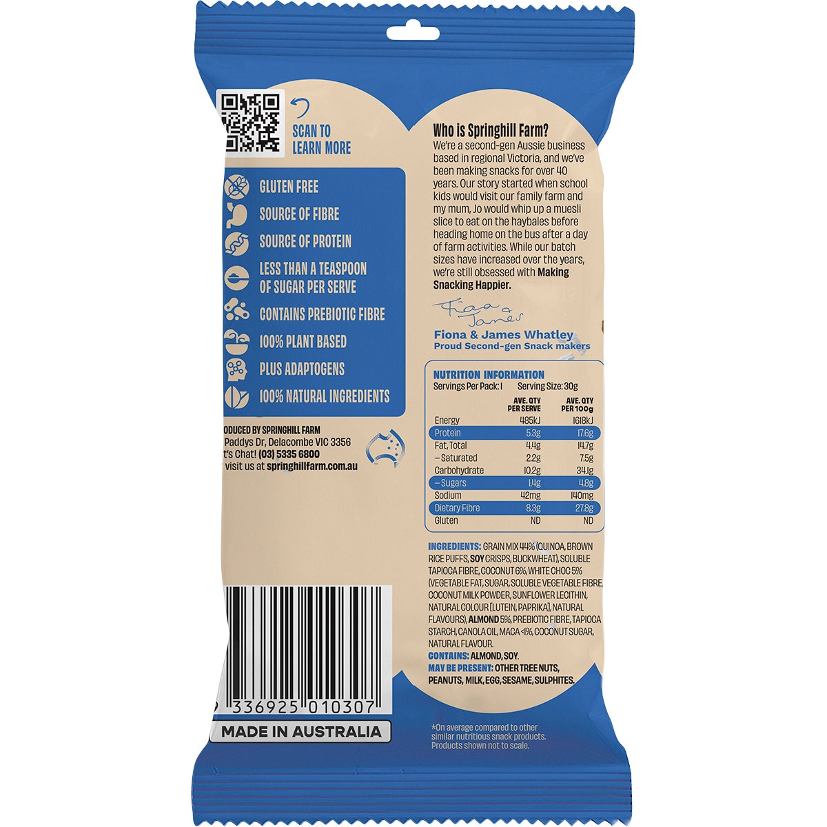 Springhill Farm Boodles Healthy Clusters BLISS Coconut & Almond 10x30g