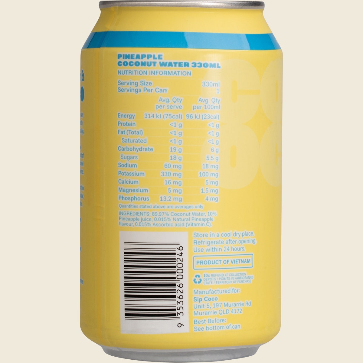 SIP COCO Pineapple Coconut Water Can 12x330ml