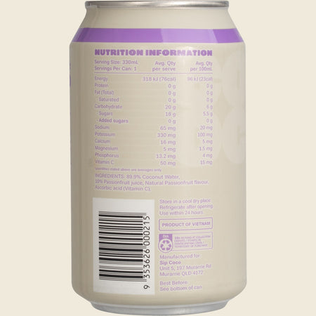 SIP COCO Passionfruit Coconut Water Can 12x330ml