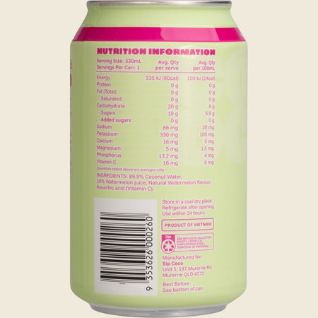 SIP COCO Watermelon Coconut Water Can 12x330ml