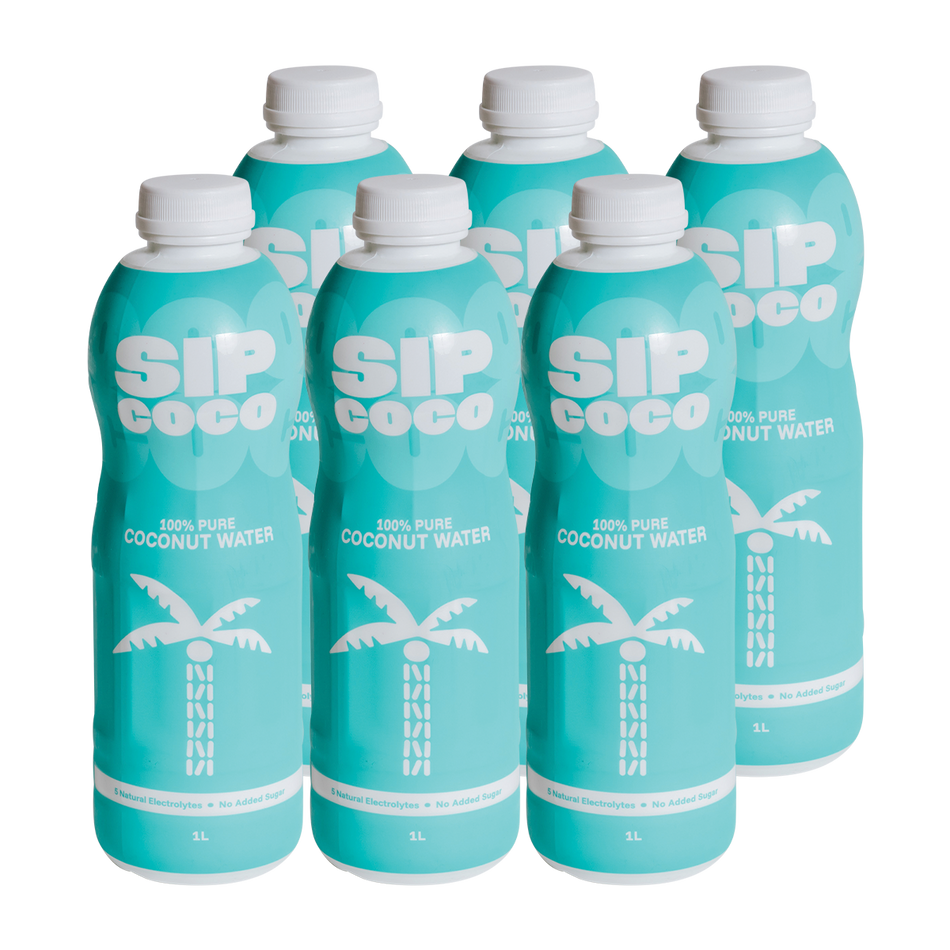 Sip Coco 100% Pure Coconut Water 1 Litre x 6 Pack