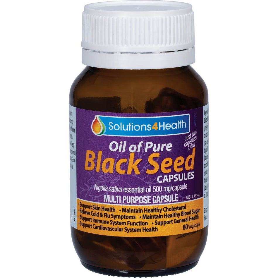 Solutions 4 Health Oil of Pure Black Seed VegeCaps 60 Caps