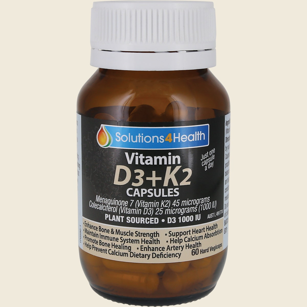 Solutions 4 Health Vitamin D3+K2 60 Caps