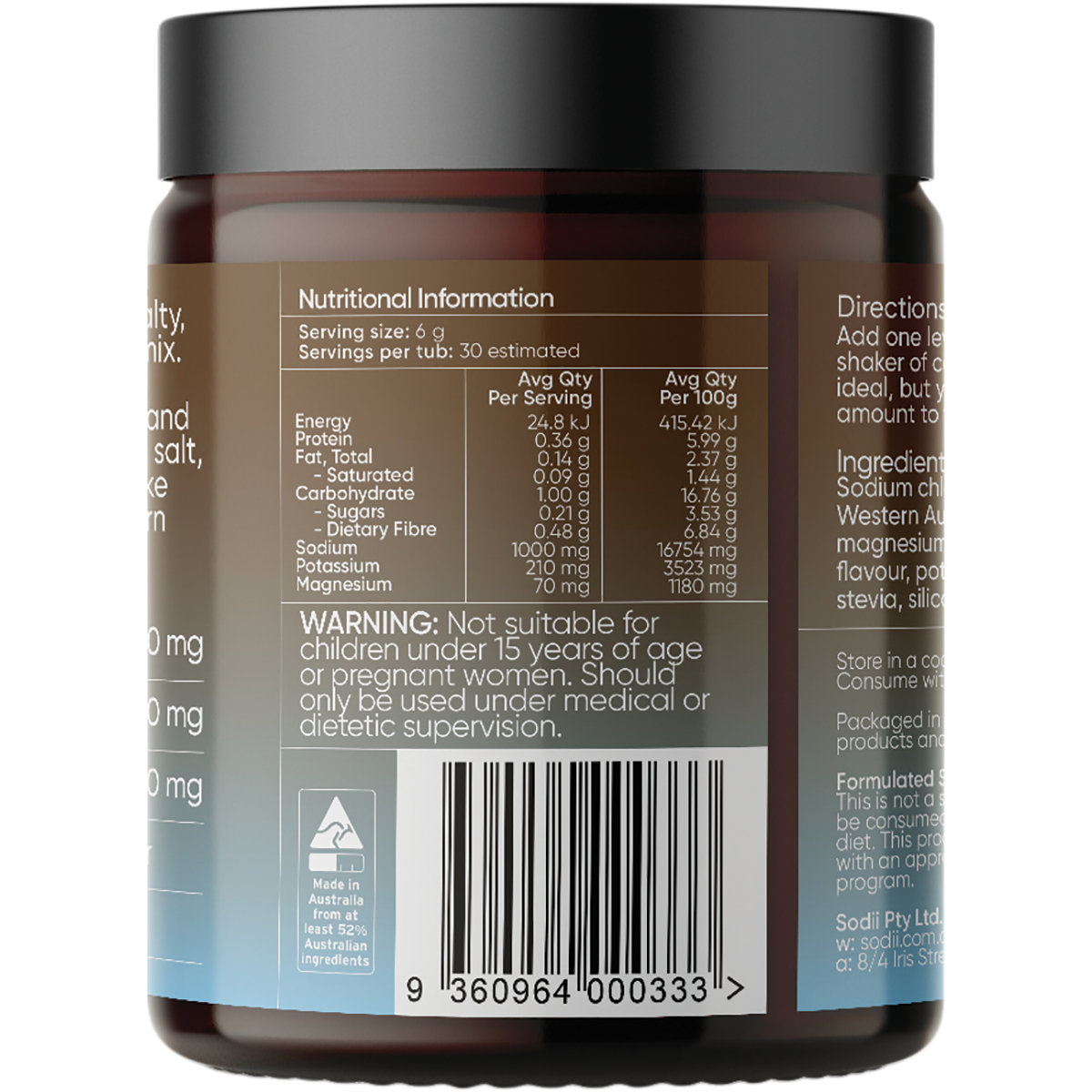 Sodii Everyday Hydration Salts Salty Chocolate Powder 185g