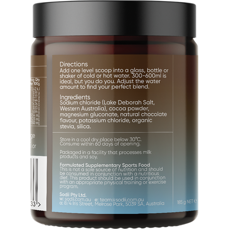 Sodii Everyday Hydration Salts Salty Chocolate Powder 185g