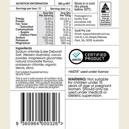 Sodii Everyday Hydration Salts Salty Chocolate 30pk