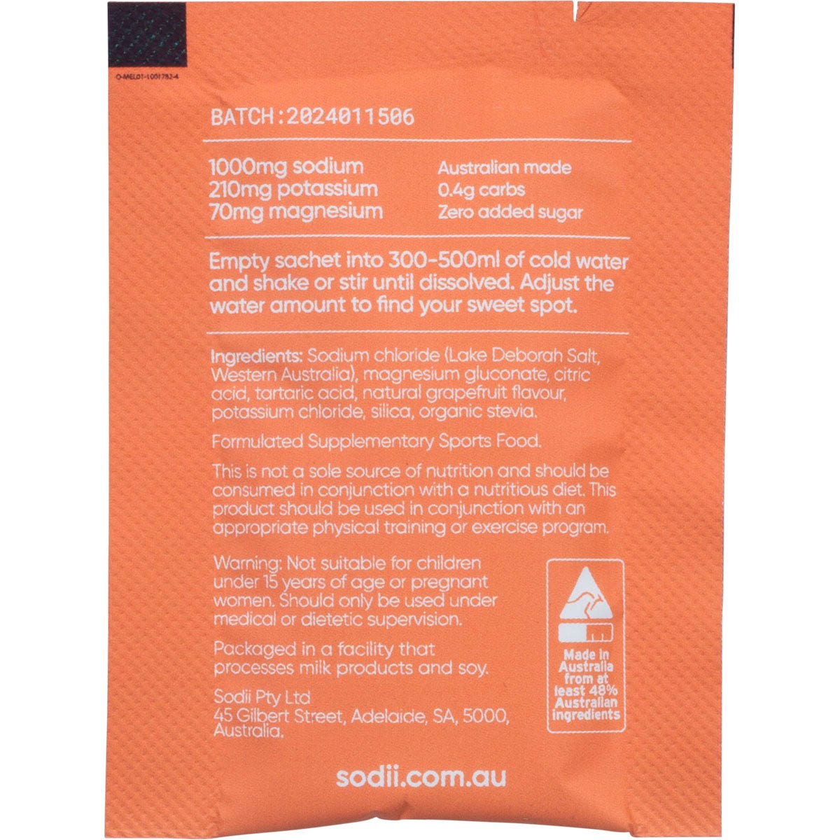 Sodii Everyday Hydration Salts Salty Grapefruit 30pk