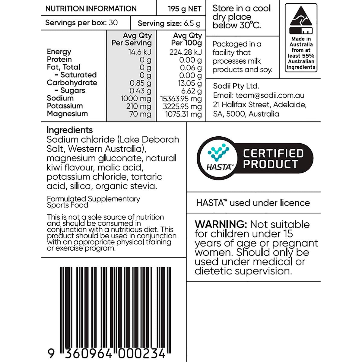 Sodii Everyday Hydration Salts Salty Kiwi 30pk