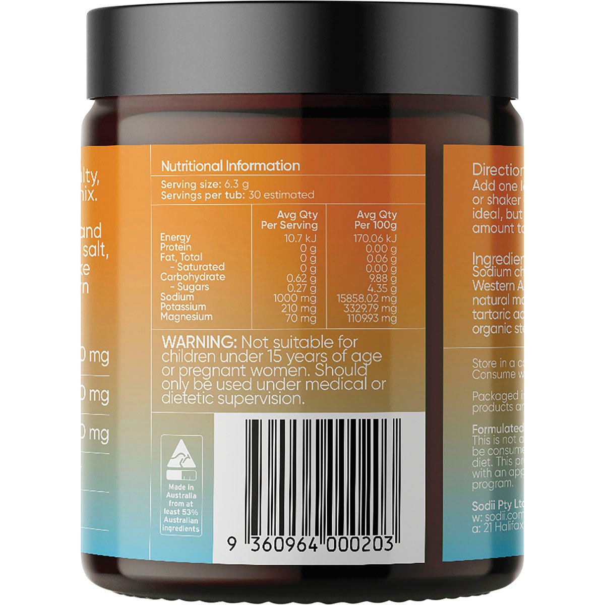 Sodii Everyday Hydration Salts Salty Mandarin 185g