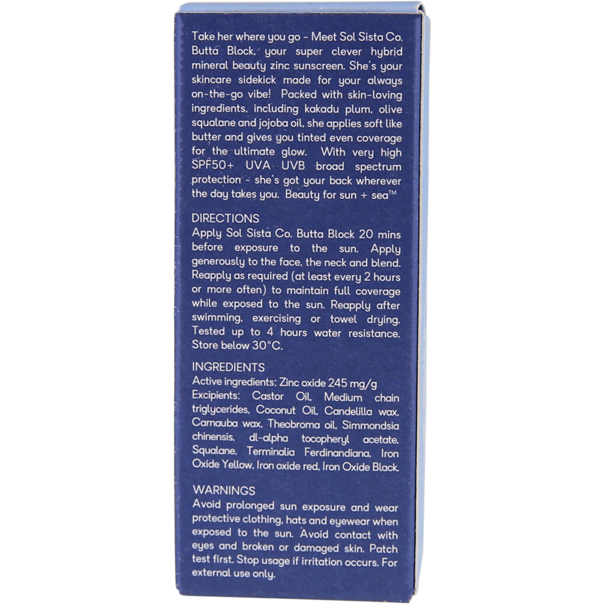 Sol Sista Collective Butta Block SPF50+ Tinted Mineral Beauty Zinc Sand 30ml